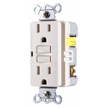 Ge Ground Fault Receptacle, 15A, Lt Almond 32074