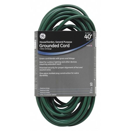 GE Extension Cord, In/Outdoor, Grounded, 40 ft 55006