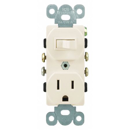 Ge Wall Switch Outlet, Single Pole, Lt Almond 17820