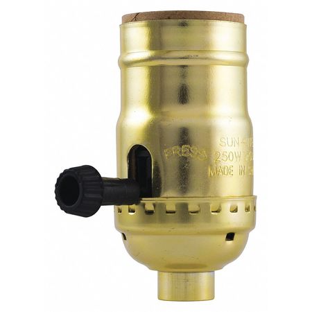 Ge Lamp Socket, 3-Way, Brass Finish 54372