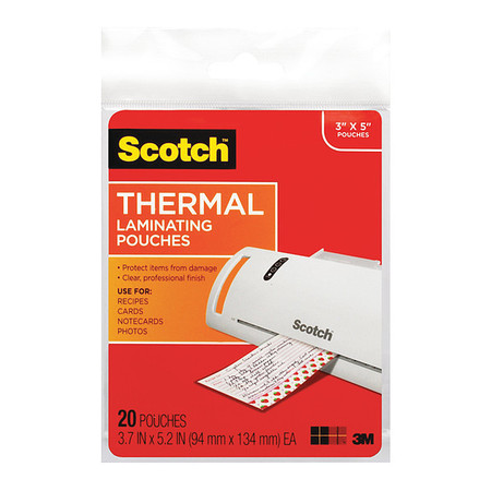 SCOTCH Thermal Pouches for items ups to3.7, PK24 TP590220