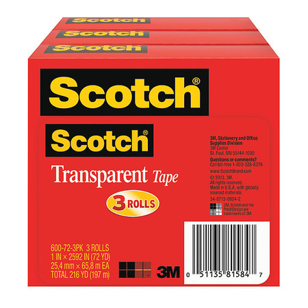 SCOTCH Tape 600-72-1"x2592" (25, 4m, PK12 600-72-3PK