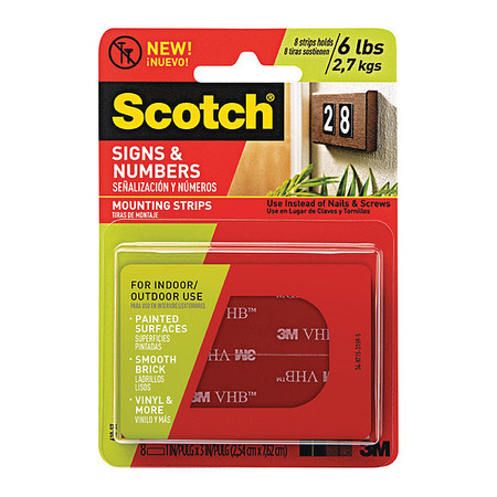 Scotch Signs n Numbers Mounting Strips 610, PK16 610P-ST