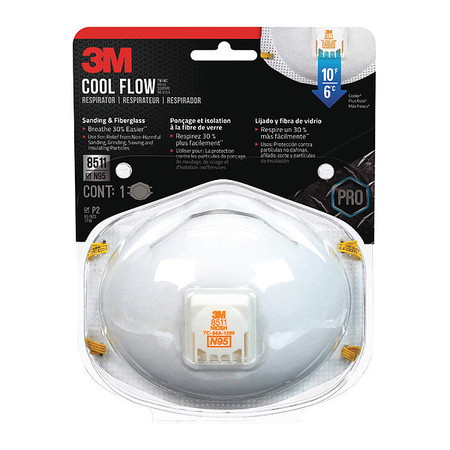 N95 Disposable Respirator w/ Valve, Universal, PK12 -  3M, 8511H1-DC-PS