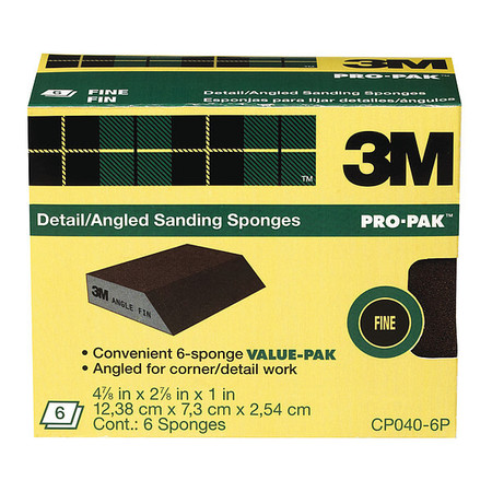 3M Angled Sanding Sponge CP040-6P, 2 7/8, PK4 CP040-6P