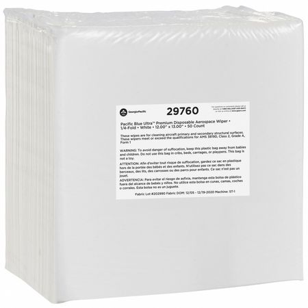 GEORGIA-PACIFIC Disp Dry Wipe, 12"L, 13"W, Wt, 29760, PK20 29760