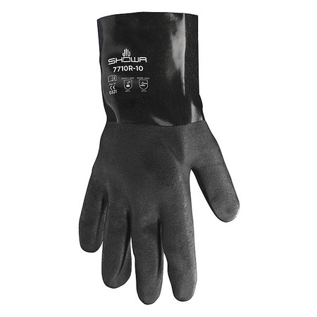 Showa 10" Chemical Resistant Gloves, PVC, L, 1 PR 7710R