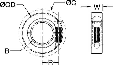 Ruland Shaft Collar, Threaded, 1Pc, 1-1/2-12 In, SS TCL-24-12-SS