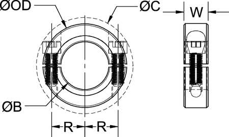 Ruland Shaft Collar, Clamp, 2Pc, 18mm, Alum MSP-18-A