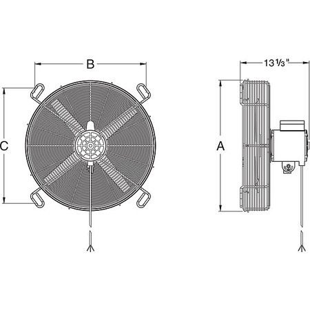 Dayton Transformer Fan, 230/460V, 16 in., 3100 cfm 13F056