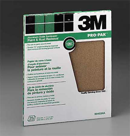 3M Sanding Sheet, 11x9 In, 120 G, AlO, PK250 99403NA-CC