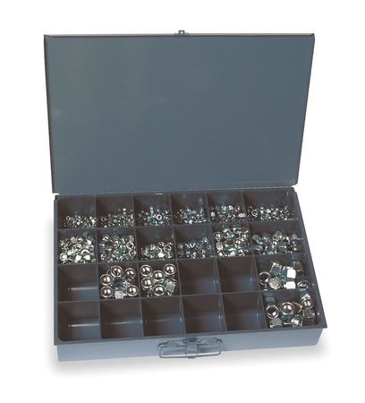 ZORO SELECT Zinc Plated Finish Steel Nylon Insert Hex Lock Nut Assortment, 1090 pc. WWG16G2NYLGR