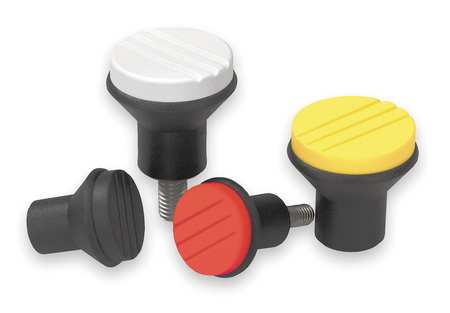 KIPP Mushroom Knob, Thermoplastic, Size: 3, D= M08, D1= 33, Comp: Steel, Cap: Black K0251.08