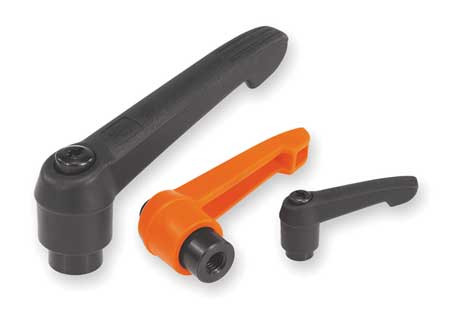 KIPP Adjustable Handle Size: 5, , 1/2-13, Plastic, Black RAL 7021, Comp: Steel K0269.5A51