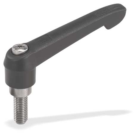 Kipp Adjustable Handle Size: 1, M06X10, Plastic, Black RAL 7021, Comp: Steel K0269.1061X10