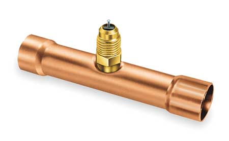 Jb Industries 1/4" Access Valve Swaged T, Brass/Copper A31344