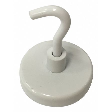 Zoro Select Magnetic Hook, White, 14 Lb, 1.25 In Dia 3DXY8