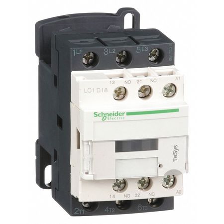 Schneider Electric IEC Magnetic Contactor, 3 Poles, 24 V AC, 18 A, Reversing: No LC1D18B7