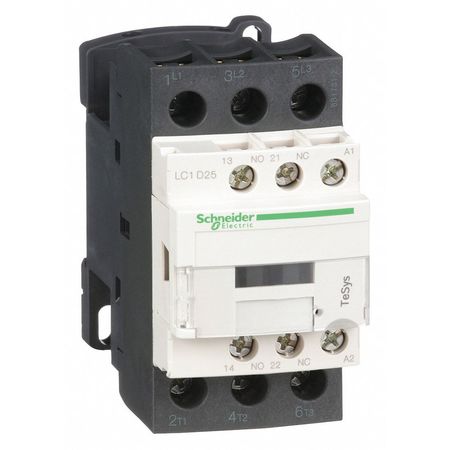 SCHNEIDER ELECTRIC IEC Magnetic Contactor, 3 Poles, 24 V AC, 25 A, Reversing: No LC1D25B7