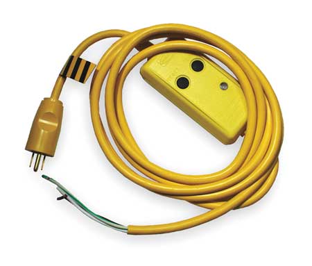 HUBBELL WIRING DEVICE-KELLEMS Line Cord GFCI, 15 ft., Ylw, 15A, 5-15P, 120V GFPSTOEMA