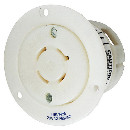 HUBBELL 20A Flanged Twist-Lock Receptacle 3P 4W 250VAC HBL2426