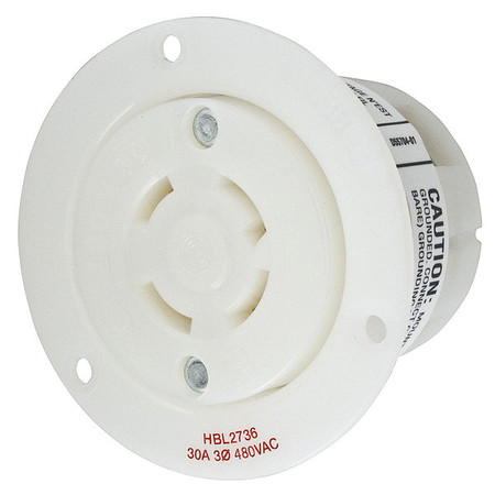 HUBBELL 30A Flanged Twist-Lock Receptacle 3P 4W 480VAC HBL2736