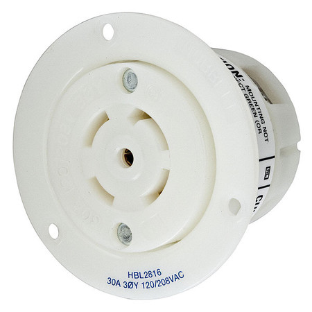 HUBBELL 30A Flanged Twist-Lock Receptacle 4P 5W 120/208VAC HBL2816