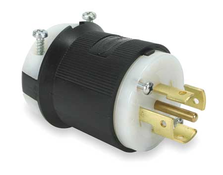 HUBBELL 20/10A Twist-Lock Plug 4P 5W 250/600VAC BK/WT HBL3521C