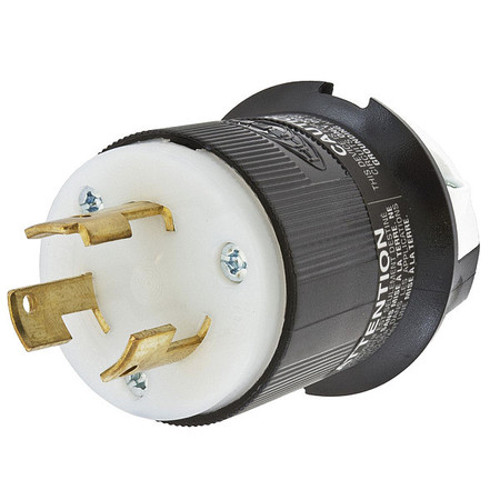 HUBBELL 30A Twist-Lock Plug 3P 3W 125/250VAC BK/WT HBL3331C