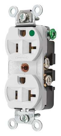 HUBBELL 20A Duplex Receptacle 125VAC 5-20R WH HBL8300HW