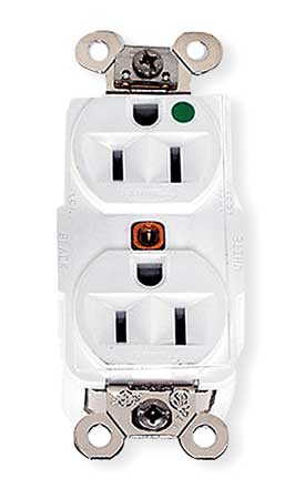 HUBBELL 15A Duplex Receptacle 125VAC 5-15R WH HBL8200W