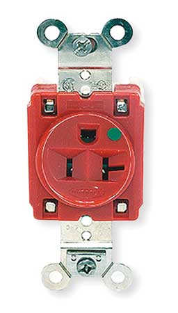 HUBBELL Receptacle, 20 A Amps, 125V AC, Flush Mount, Single Outlet, 5-20R, Red HBL8310R