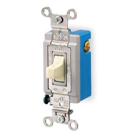 HUBBELL WIRING DEVICE-KELLEMS Wall Swtch, 1-Pol, 120/277V, 15A, Ivry, Toggl HBL1381I