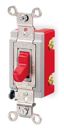 HUBBELL Wall Switch, 3-Way, 120/277V, 20A, Red, Toggl HBL1223R