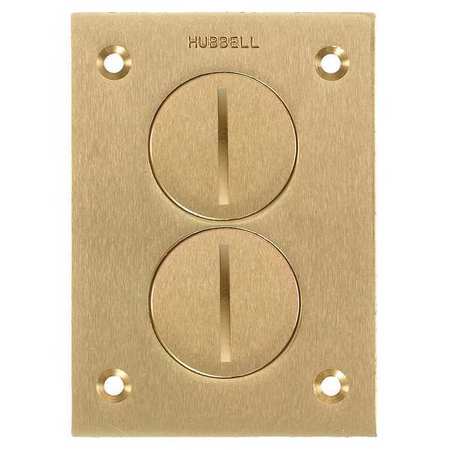 HUBBELL WIRING DEVICE-KELLEMS Electrical Box Cover, 1 Gangs, Rectangular, Brass S3625