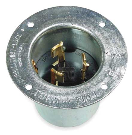 HUBBELL 50A Flanged Locking Inlet 3P 4W 600VAC/250VDC HBL3775