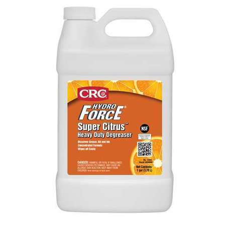 Crc Hydro Force Super Citrus Cleaner/Degreaser, 1 gal Jug, Ready to Use, Citrus-Based Solvent 14441