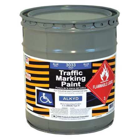 Rae Traffic Zone Marking Paint, 5 Gal., Handicap Blue, Alkyd Solvent -Based 3033-05