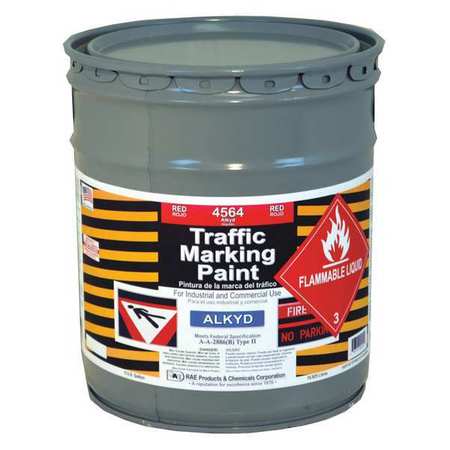 RAE Traffic Zone Marking Paint, 5 Gal., Bright Red, Alkyd Solvent -Based 4564-05