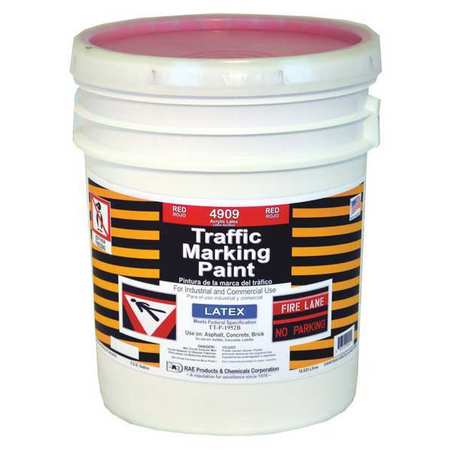 Rae Traffic Zone Marking Paint, 5 gal., Red, Latex Acrylic -Based 4909-05