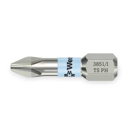 WERA Torsion Bit, SAE, 1/4", Hex, #3, 1", SS 05071012001