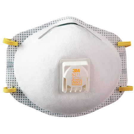 3M N95 Disposable White Particulate Respirator w/ Valve 10pk. 8211