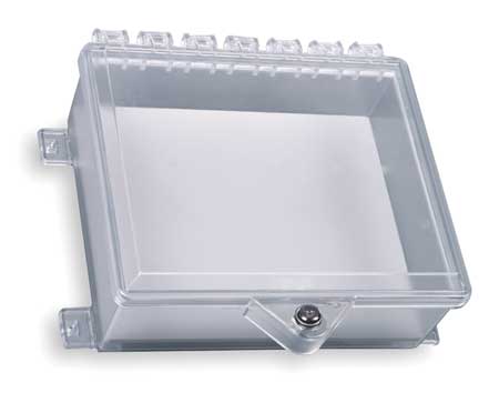 SAFETY TECHNOLOGY INTERNATIONAL Surface Mount Clear Poly Enclosure w/Lock, 10-7/8" H x 8-7/8" W STI-7520