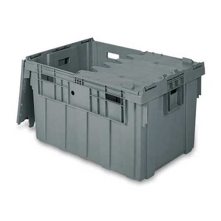 Buckhorn Gray Attached Lid Container, Plastic, 45.63 gal Volume Capacity AS3424201201000