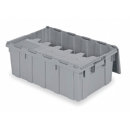 Buckhorn Gray Attached Lid Container, Plastic, Steel Hinge, 17 gal Volume Capacity 39160