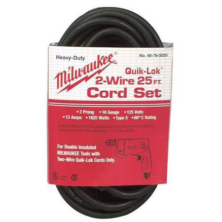 MILWAUKEE TOOL 25' 2-Wire Quik-Lok Cord 48-76-5025