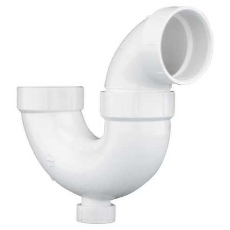 Zoro Select PVC, White Finish, P-Trap with Solvent Weld Joint and Cleanout 05224