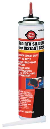 Pro Seal High Temp., Sensor-Safe RTV Silicone Gasket Maker, 8 oz, Red, Temp Range -70 to 650 Degrees F 80729