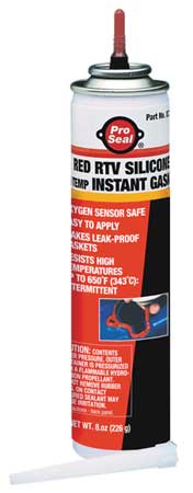 PRO SEAL High Temp., Sensor-Safe RTV Silicone Gasket Maker, 8 oz, Red, Temp Range -70 to 650 Degrees F 80729