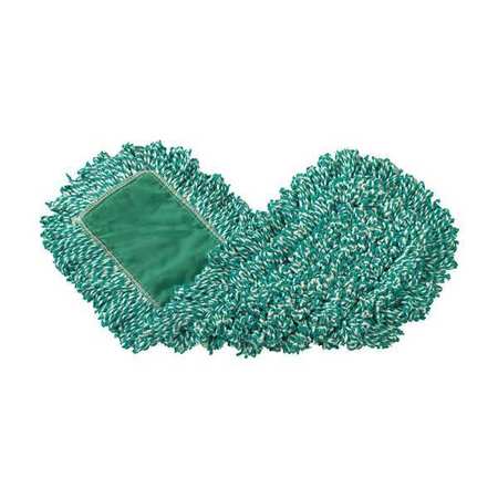 RUBBERMAID COMMERCIAL 24 in L Dust Mop, Slide On Connection, Looped-End, Green, Microfiber FGJ85300GR00